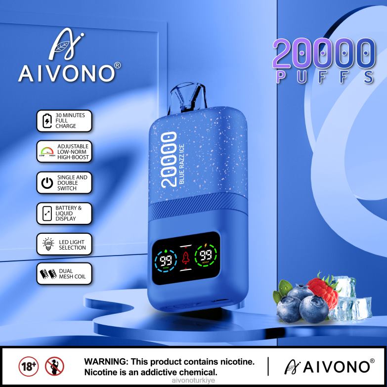 Aivono Turkiye - 68B6Z79 Aivono AIM magic 20000 mavi razz buz