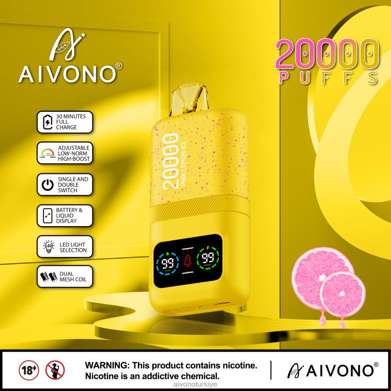 Aivono Turkiye - 68B6Z83 Aivono AIM magic 20000 pembe limonlu buz