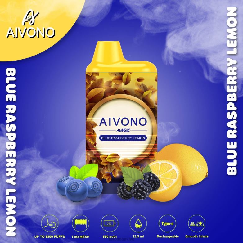 Aivono Turkiye - 68B6Z91 Aivono AIM MAGIC 5800 ağız kutusu sigarası mavi ahududu limon