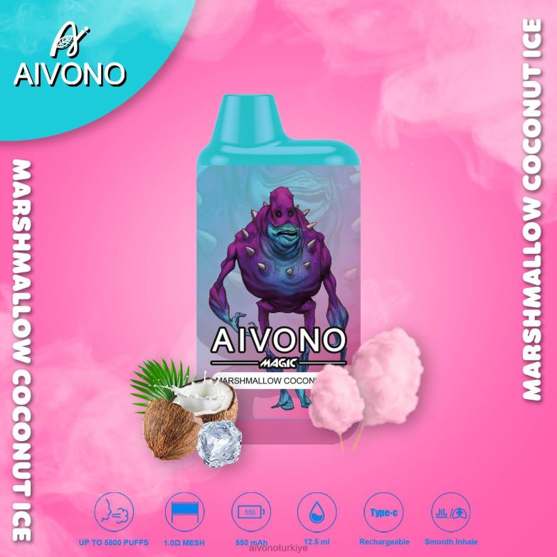 Aivono Turkiye - 68B6Z95 Aivono AIM MAGIC 5800 ağız kutusu sigarası hatmi hindistan cevizi buz