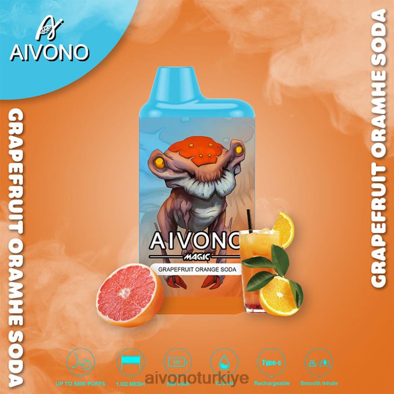 Aivono Vape - 68B6Z101 Aivono AIM MAGIC 5800 ağız kutusu sigarası greyfurt portakallı soda