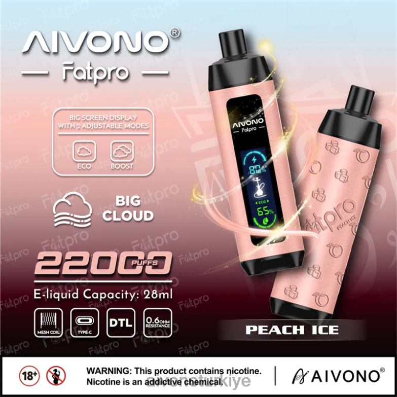 Aivono Vape - 68B6Z5 Aivono Fatpro 22000 şeftalili buz