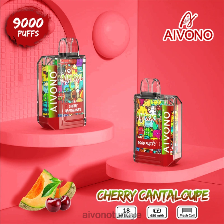Aivono Vape - 68B6Z57 Aivono AIM XXL 9000 ağız etiketi şeffaf kiraz kavunu