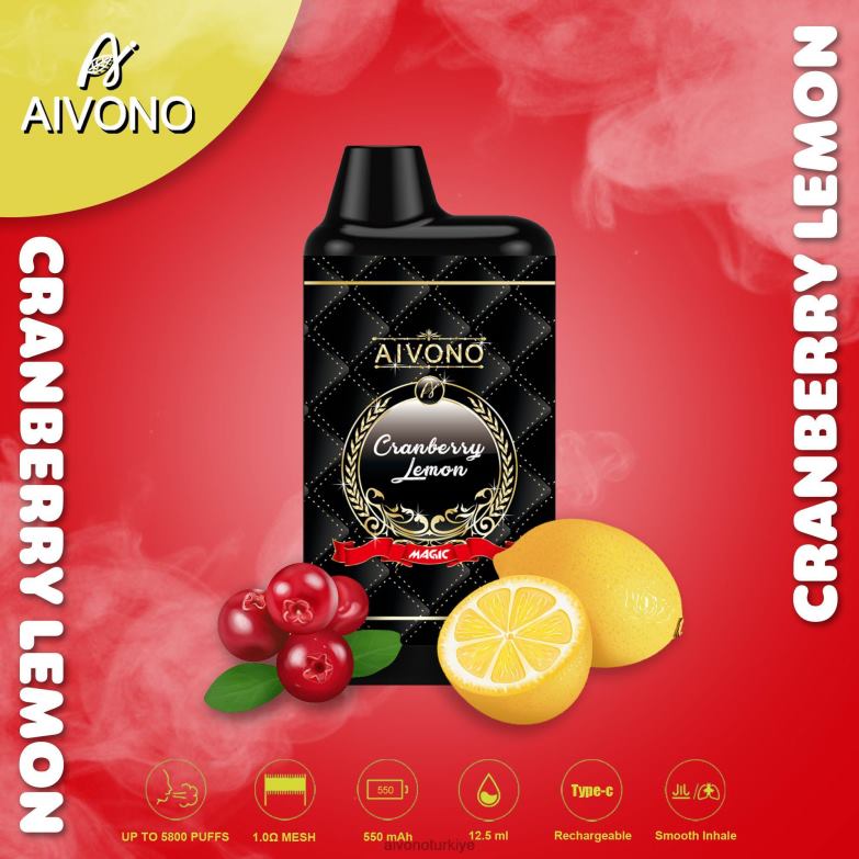 Aivono Vape - 68B6Z89 Aivono AIM MAGIC 5800 ağız kutusu sigarası kızılcık limonu