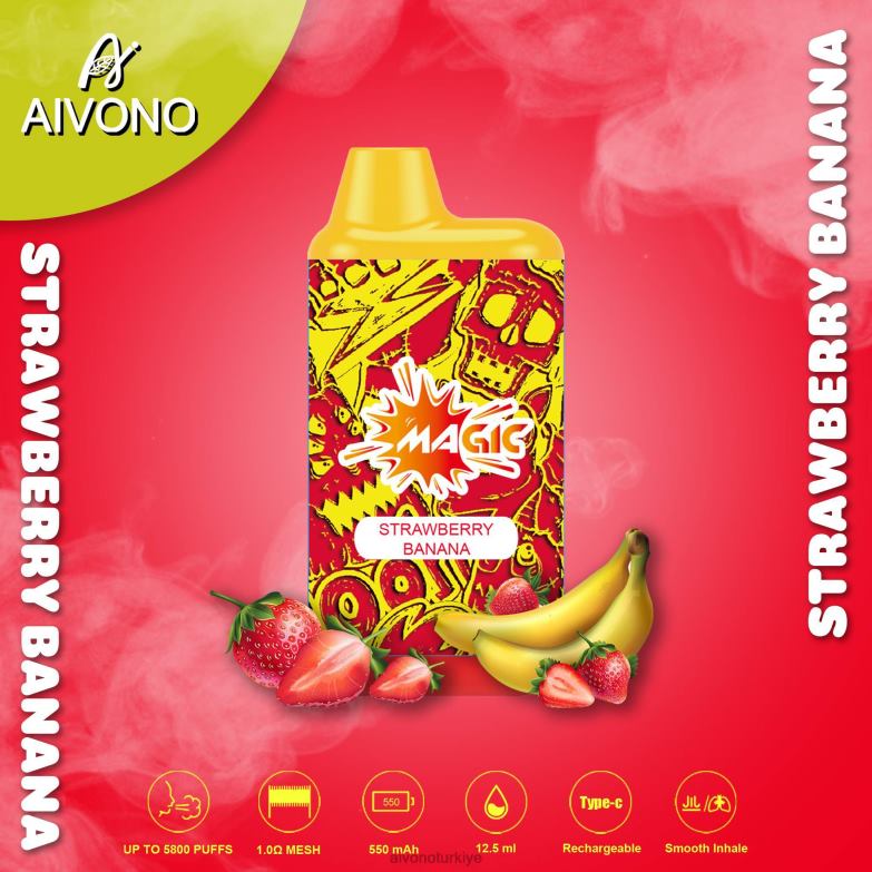 Aivono Vape - 68B6Z93 Aivono AIM MAGIC 5800 ağız kutusu sigarası çilek muz
