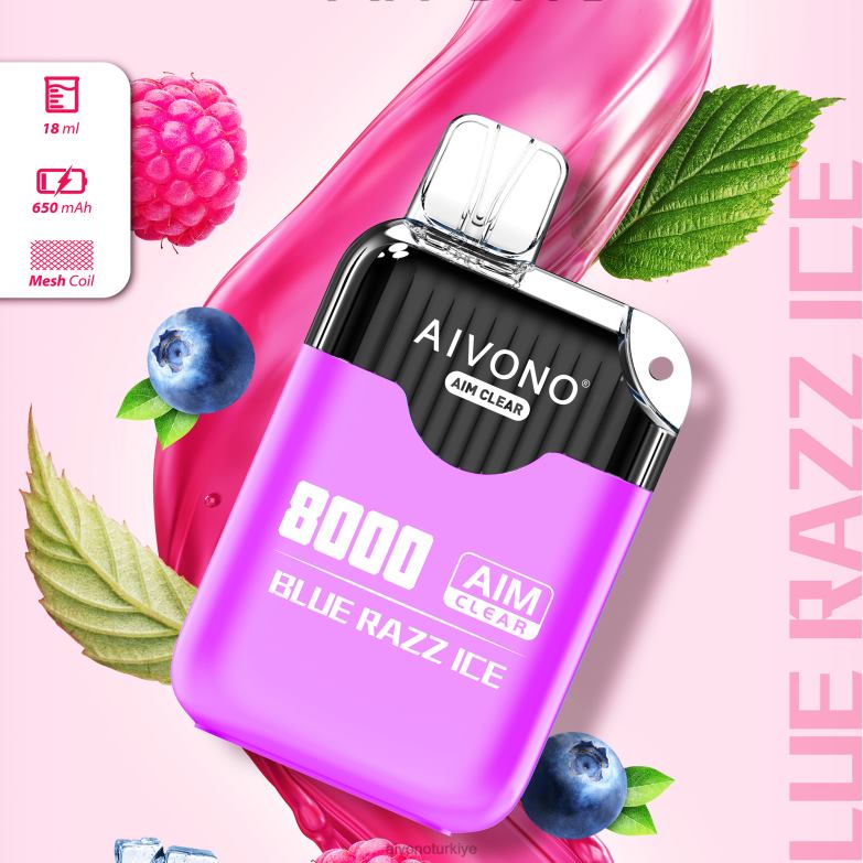 Aivono Vape Review - 68B6Z202 Aivono AIM CLEAR 8000 mavi razz buz