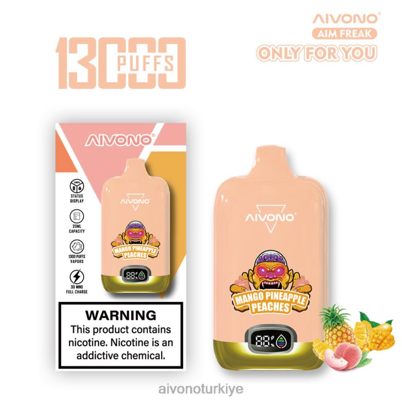 Aivono Vape Review - 68B6Z250 Aivono AIM FREAK 13000 mango ananas şeftali