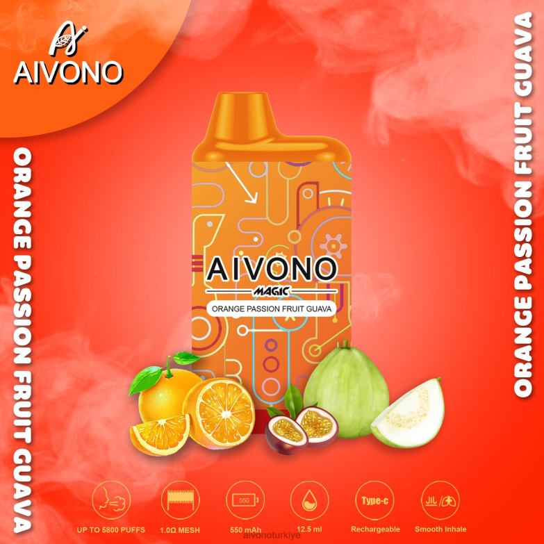 Aivono Vape Review - 68B6Z90 Aivono AIM MAGIC 5800 ağız kutusu sigarası turuncu çarkıfelek meyvesi guava