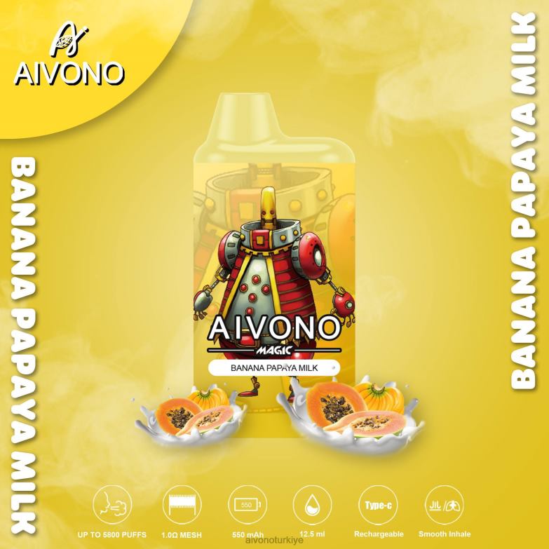 Aivono Vape Review - 68B6Z94 Aivono AIM MAGIC 5800 ağız kutusu sigarası muzlu papaya sütü