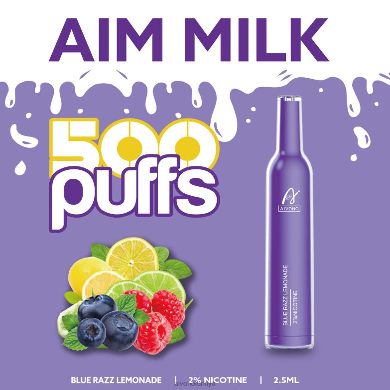 Aivono Vape Turkiye - 68B6Z264 Aivono AIM MILK 500 mavi razz limonata