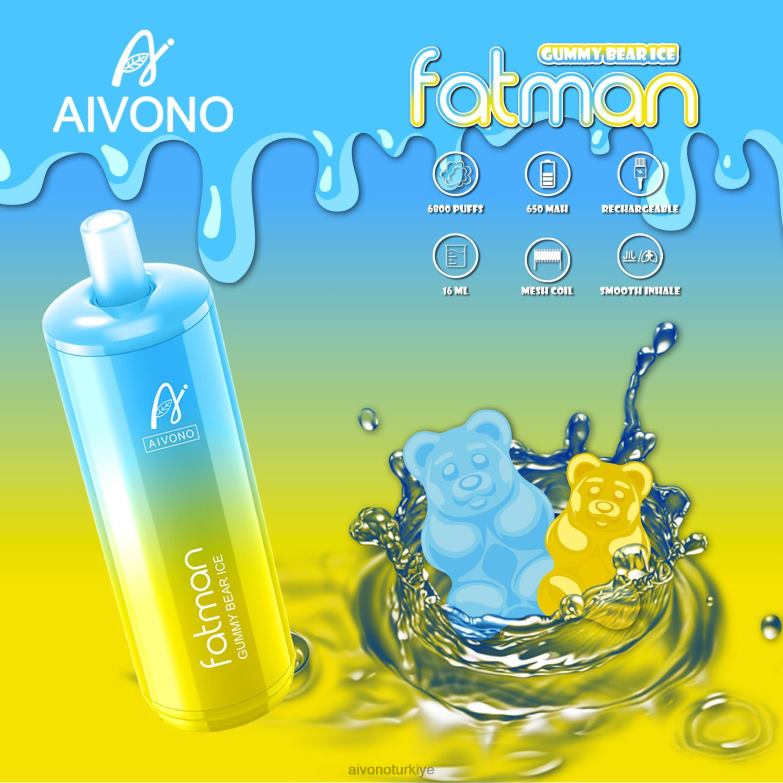 Aivono Vape Turkiye - 68B6Z32 Aivono FATMAN 6800 sakızlı ayı buz