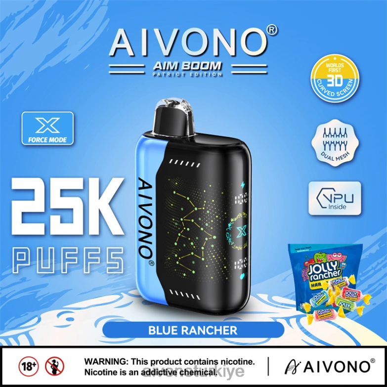 Aivono Vape Turkiye - 68B6Z344 Aivono AIM BOOM 25000 mavi çiftçi