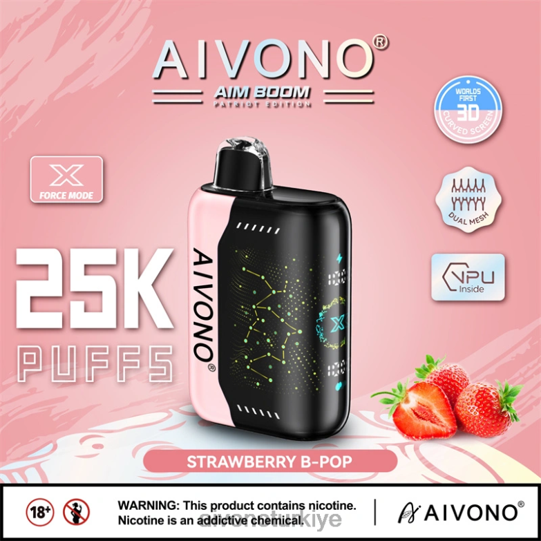 Aivono Vape Turkiye - 68B6Z352 Aivono AIM BOOM 25000 çilek b-pop
