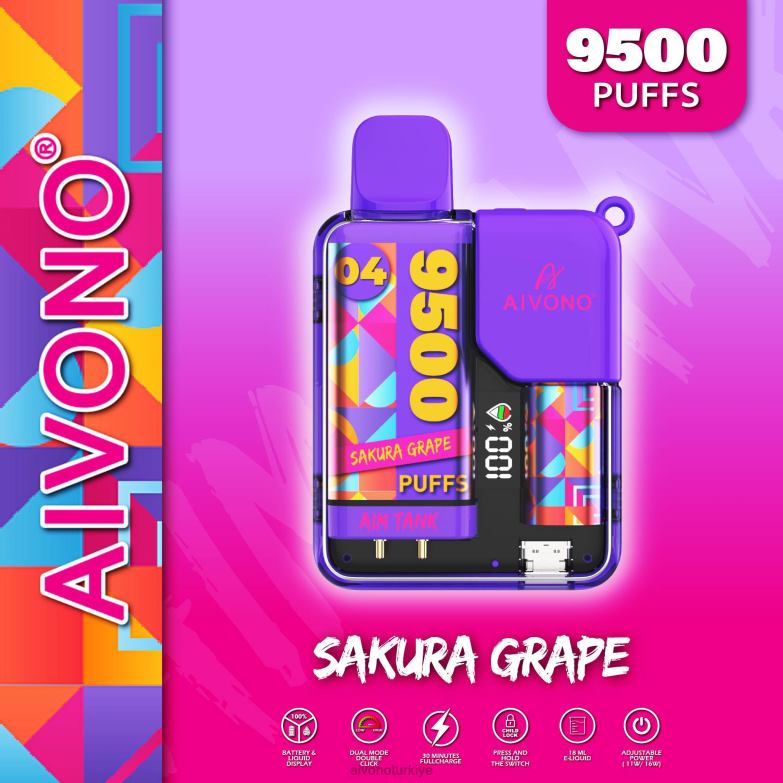 Aivono Vape Turkiye - 68B6Z36 Aivono AIM TANK 9500 sakura üzümü