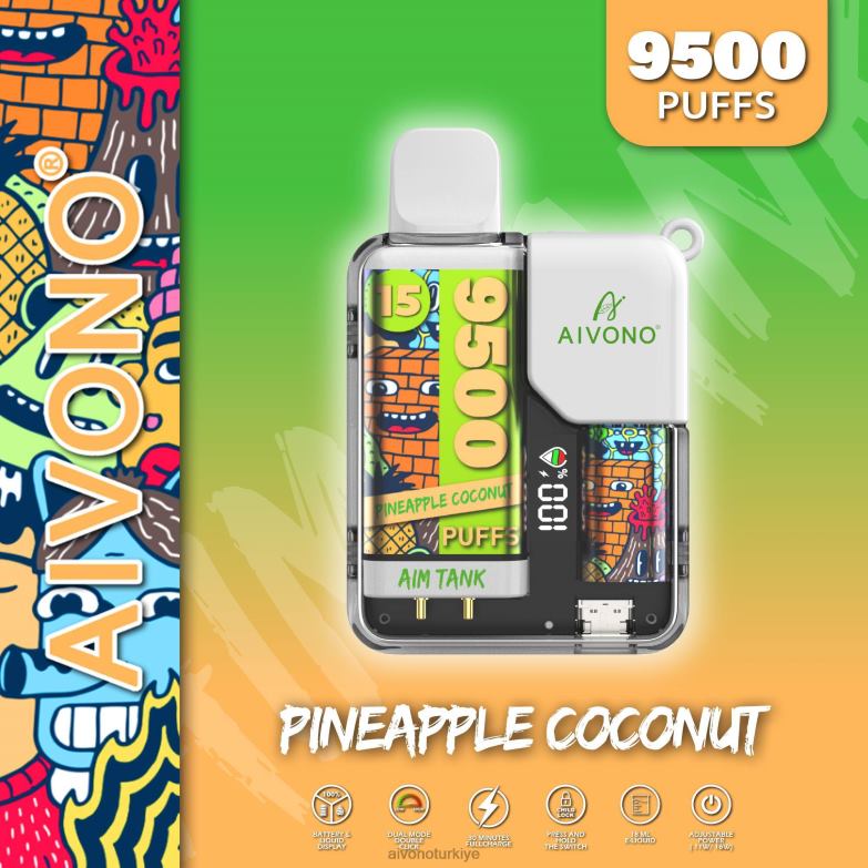 Aivono Vape Turkiye - 68B6Z40 Aivono AIM TANK 9500 ananas hindistan cevizi