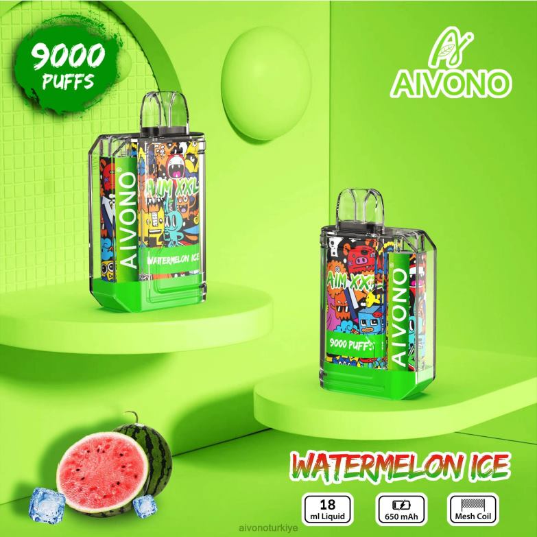 Aivono Vape Turkiye - 68B6Z48 Aivono AIM XXL 9000 ağız etiketi şeffaf karpuz buzu