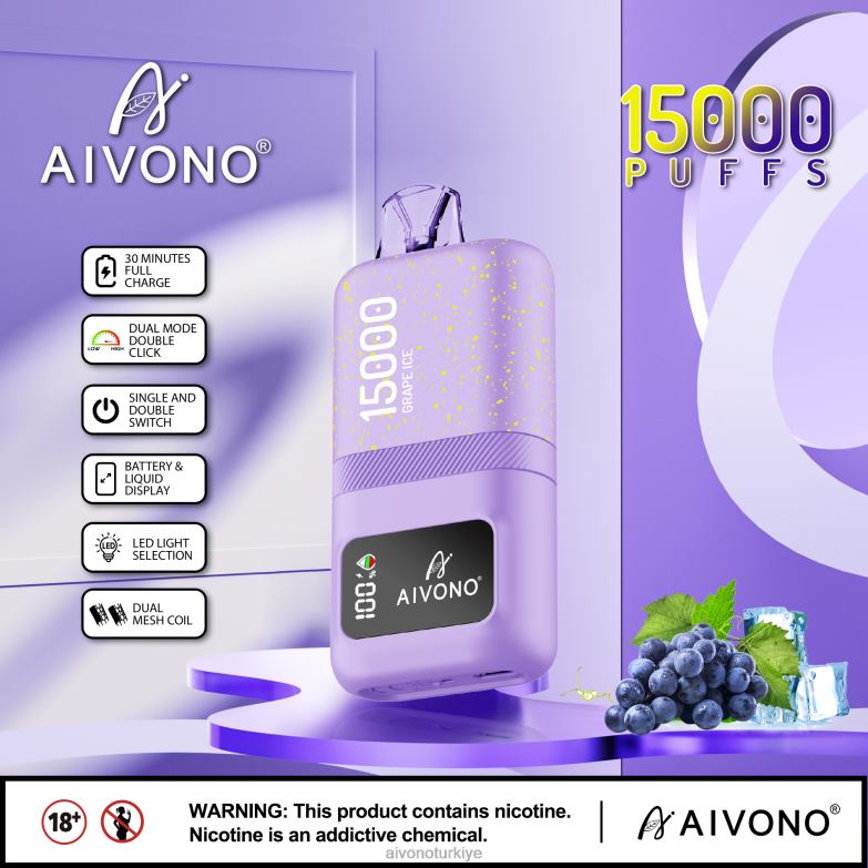Aivono Vape Turkiye - 68B6Z60 Aivono AIM magic 15000 üzüm buzu