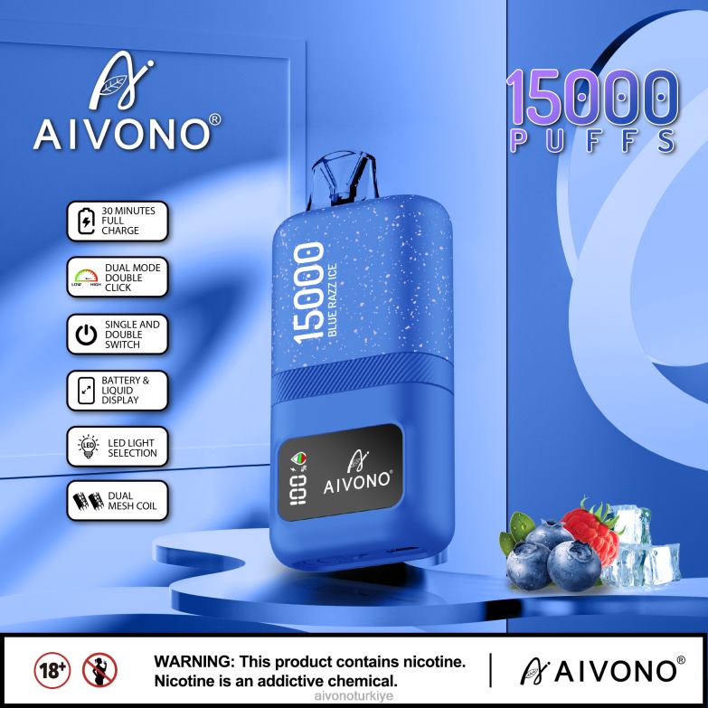 Aivono Vape Turkiye - 68B6Z64 Aivono AIM magic 15000 mavi razz buz