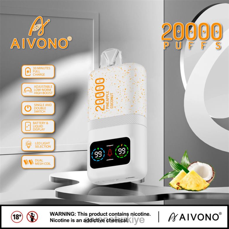 Aivono Vape Turkiye - 68B6Z76 Aivono AIM magic 20000 ananaslı hindistan cevizi buzu