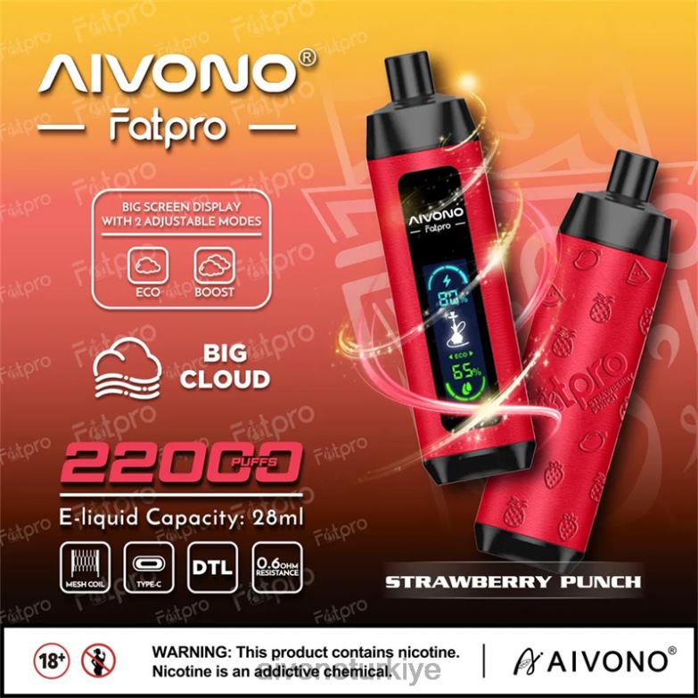 Aivono Vape Turkiye - 68B6Z8 Aivono Fatpro 22000 çilek yumruk