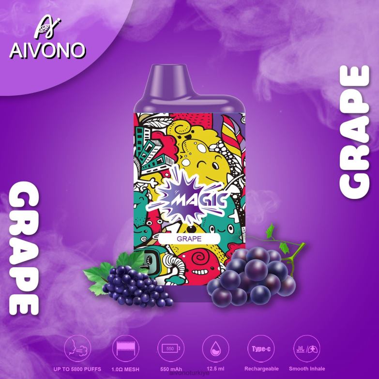 Aivono Vape Turkiye - 68B6Z92 Aivono AIM MAGIC 5800 ağız kutusu sigarası üzüm