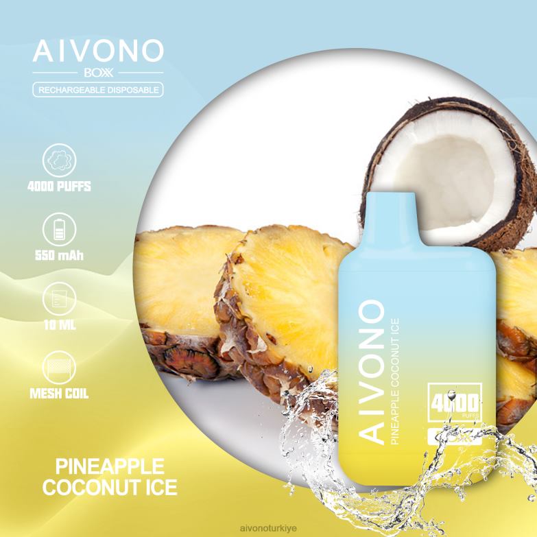 Aivono Vape Review - 68B6Z222 Aivono AIM BOXX 4000 ananaslı hindistan cevizi buzu