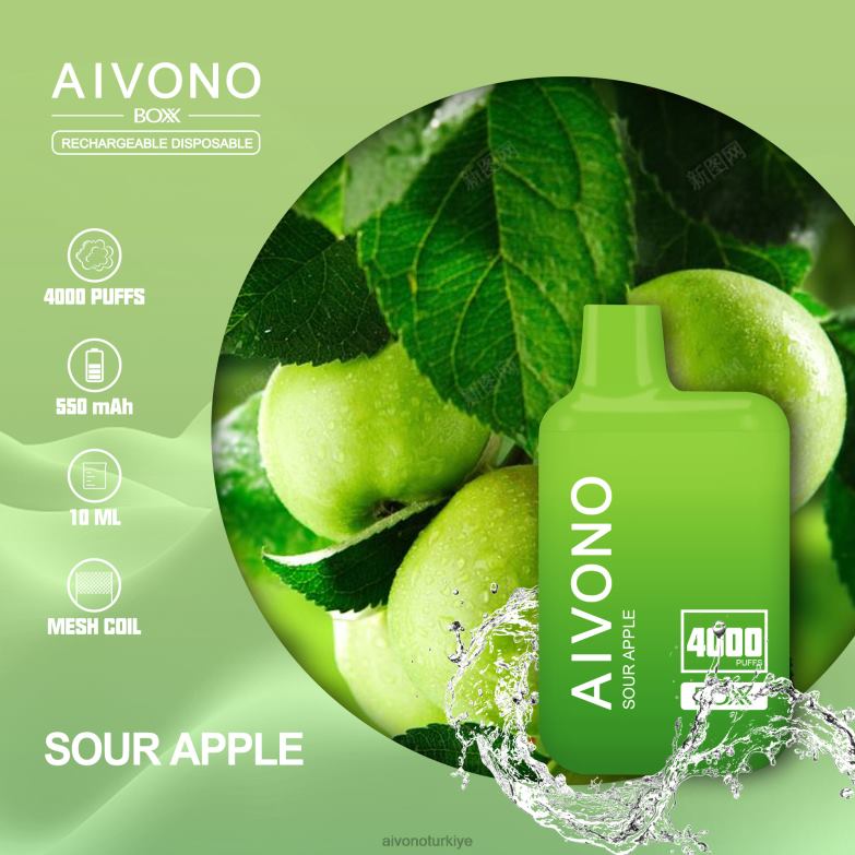 Aivono Vape Turkiye - 68B6Z220 Aivono AIM BOXX 4000 ekşi elma