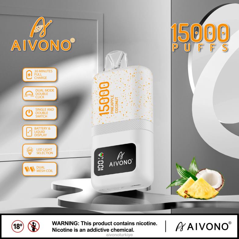 Aivono Vape Turkiye - 68B6Z72 Aivono AIM magic 15000 ananas hindistan cevizi