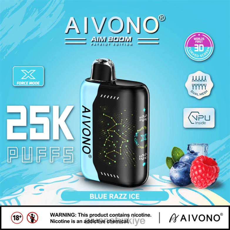 Aivono Vape - 68B6Z345 Aivono AIM BOOM 25000 mavi razz buz